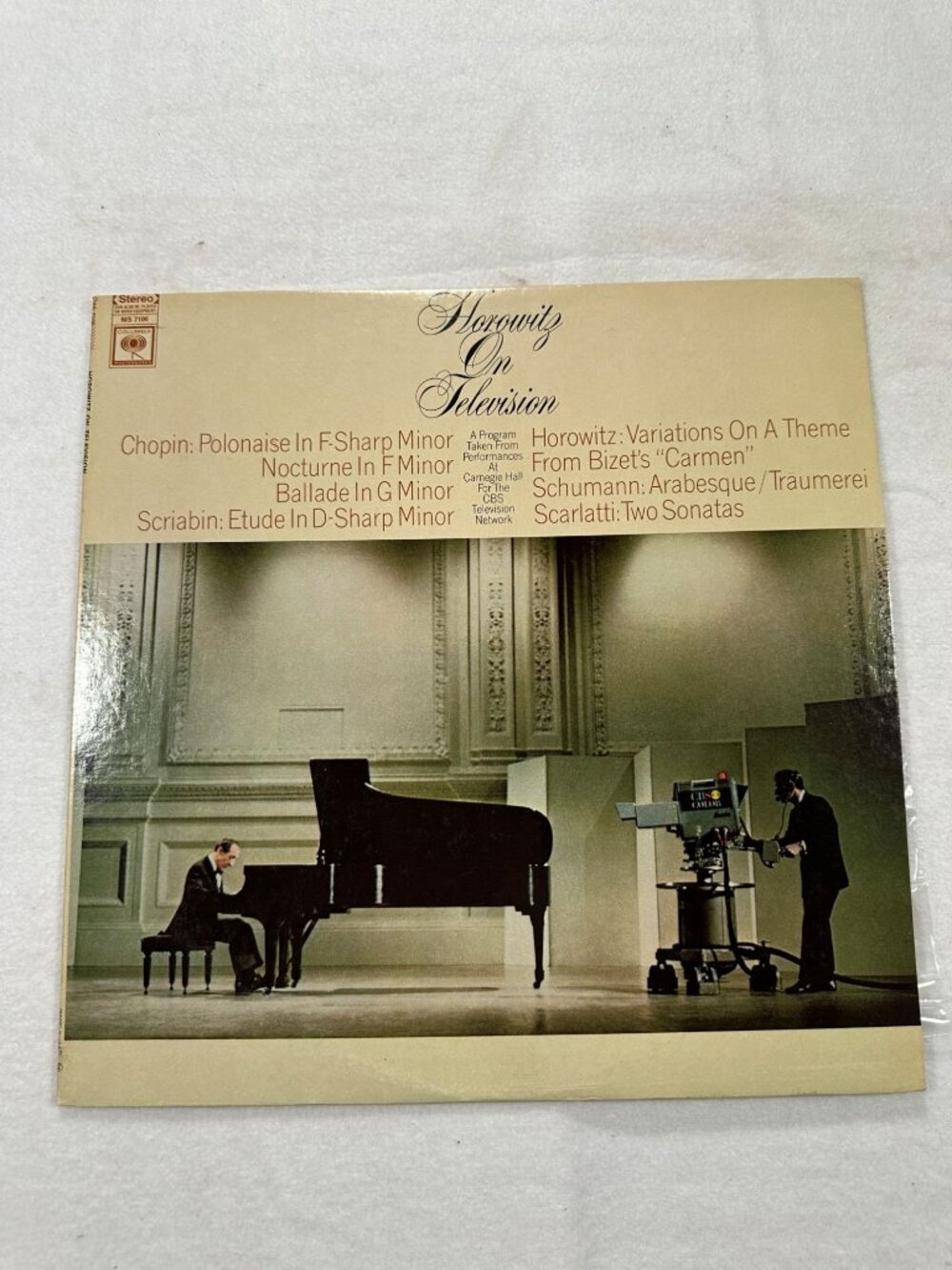 Horowitz On Television LP Vladimir Horowitz Classics Columbia MS 7106 Stereo